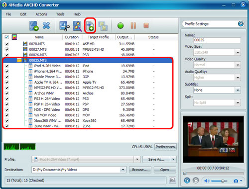 Convert AVCHD videos to MP4