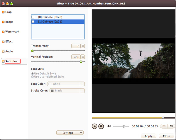 Add and adjust subtitle to video