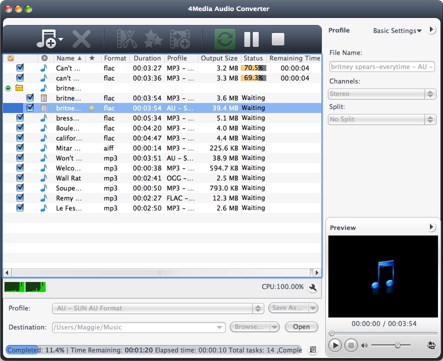 4Media Audio Converter for Mac screenshot